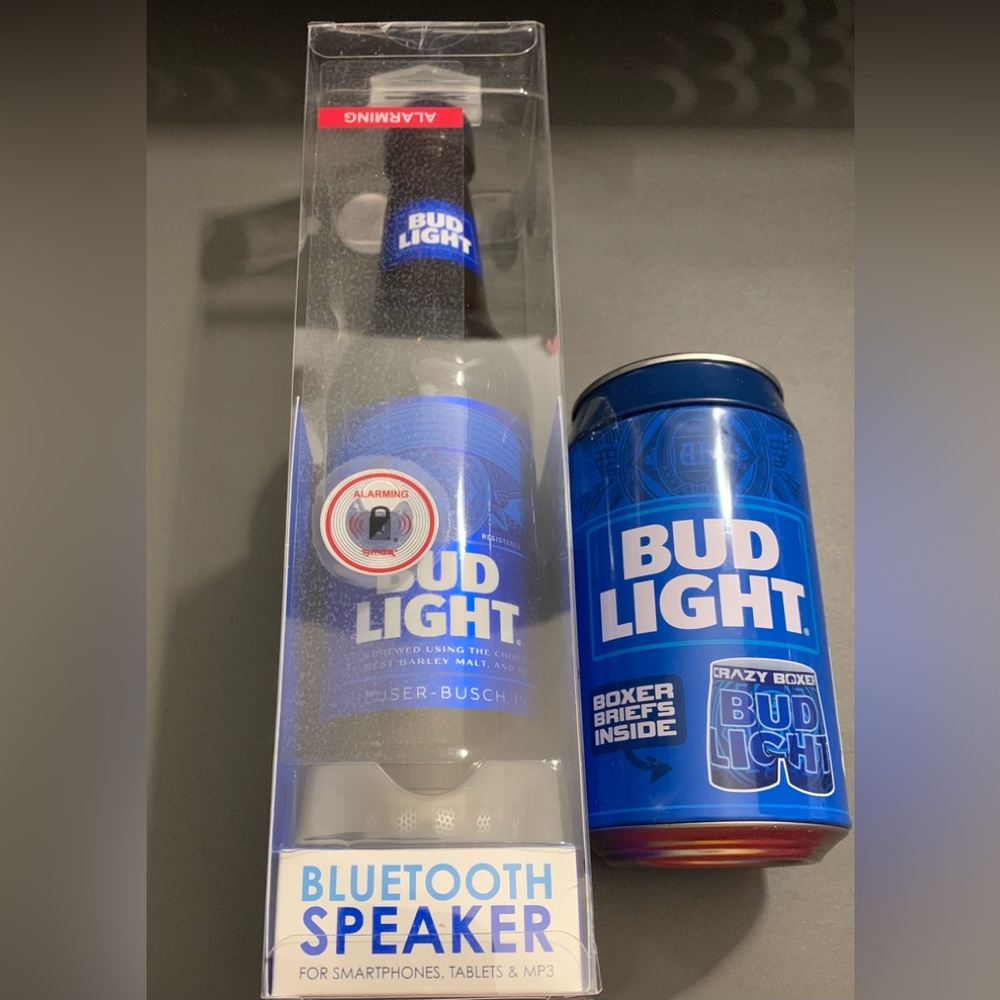 Bud light Bluetooth speaker with caned Bud light boxer briefs